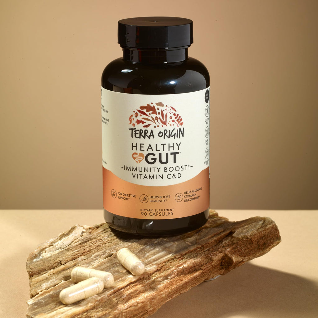 TERRA ORIGIN Healthy Gut Capsules with Immunity Boost | 90 Capsules | Non GMO, Gluten Free, Dairy Free | Digestive Support for Men and Women - TrustMedUSA