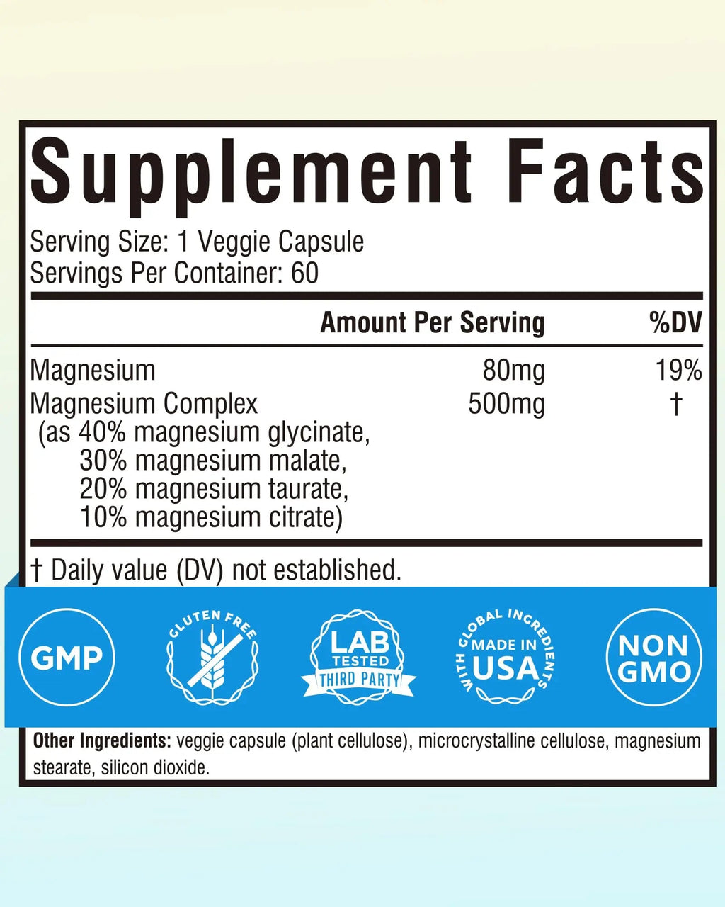 Terranics Magnesium Complex 500mg, Glycinate, Malate, Taurate, Citrate, Chelated Purified Easily Absorbed Magnesium Supplement for Sleep, Heart, Energy, Digestion Support, 60 Capsules - TrustMedUSA