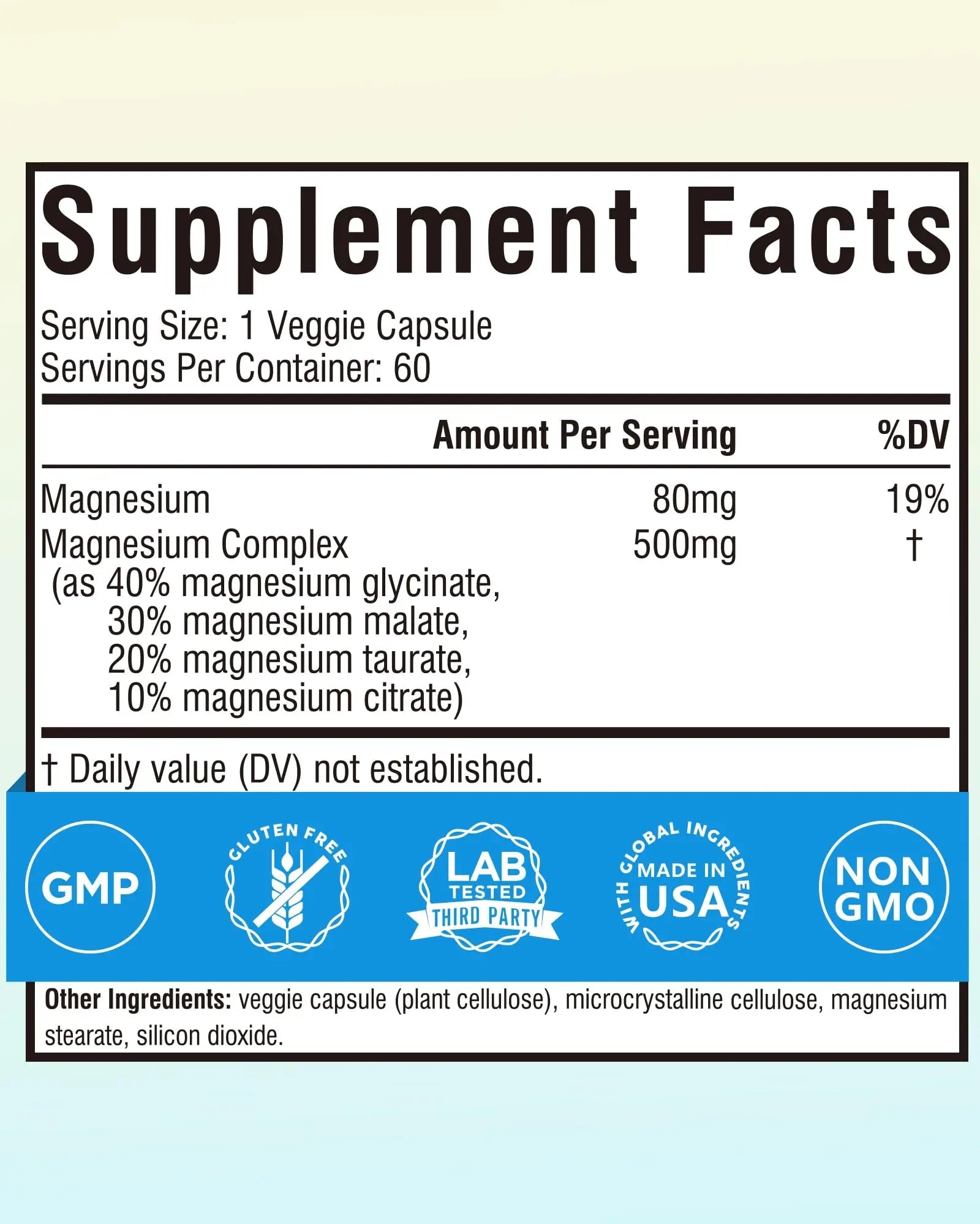 Terranics Magnesium Complex 500mg, Glycinate, Malate, Taurate, Citrate, Chelated Purified Easily Absorbed Magnesium Supplement for Sleep, Heart, Energy, Digestion Support, 60 Capsules - TrustMedUSA