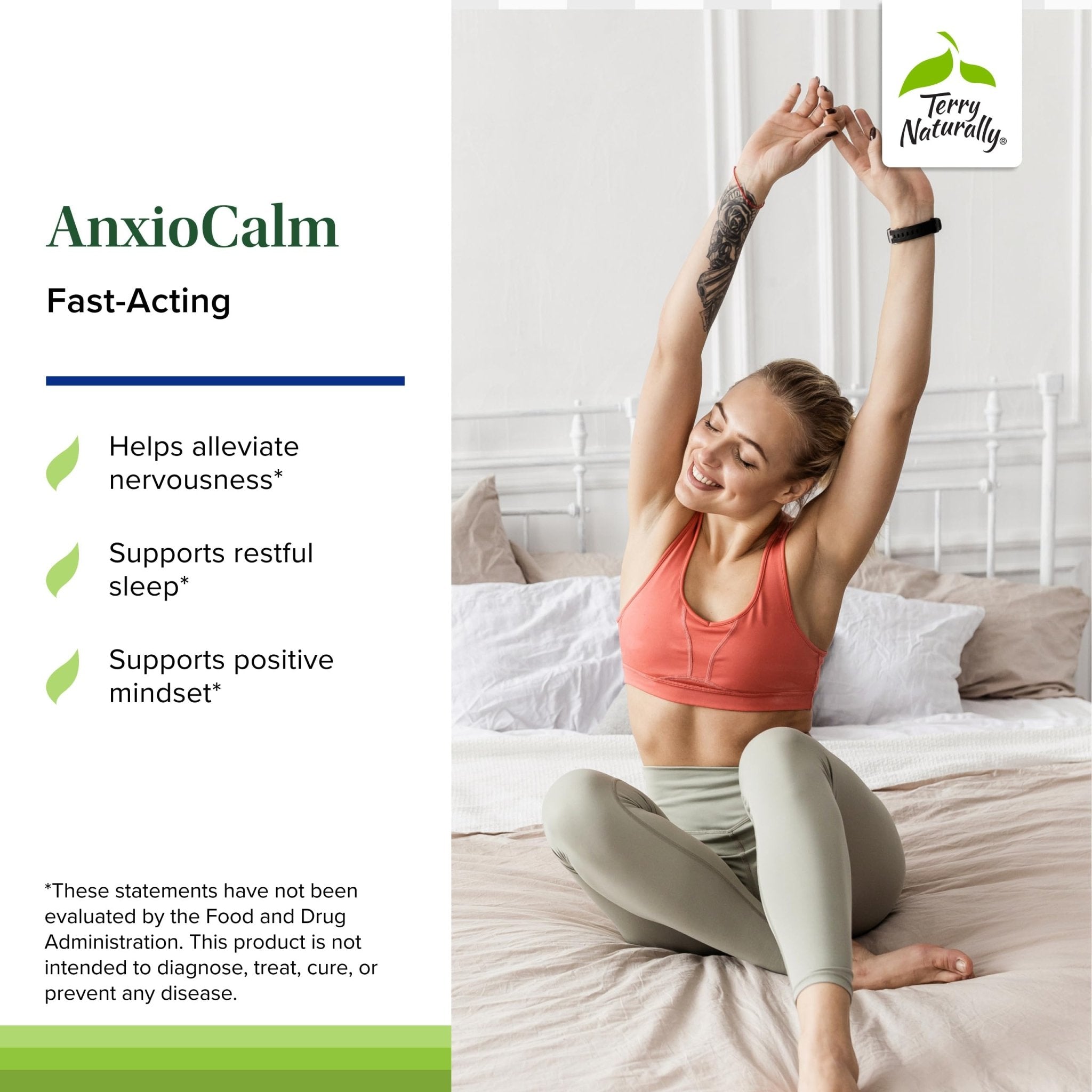 Terry Naturally AnxioCalm - 75 Tablets - Fast-Acting, Non-Drowsy, Non-Addictive Formula - Safe for Adults & Children 4+ Years - Non-GMO - 37 Servings - TrustMedUSA