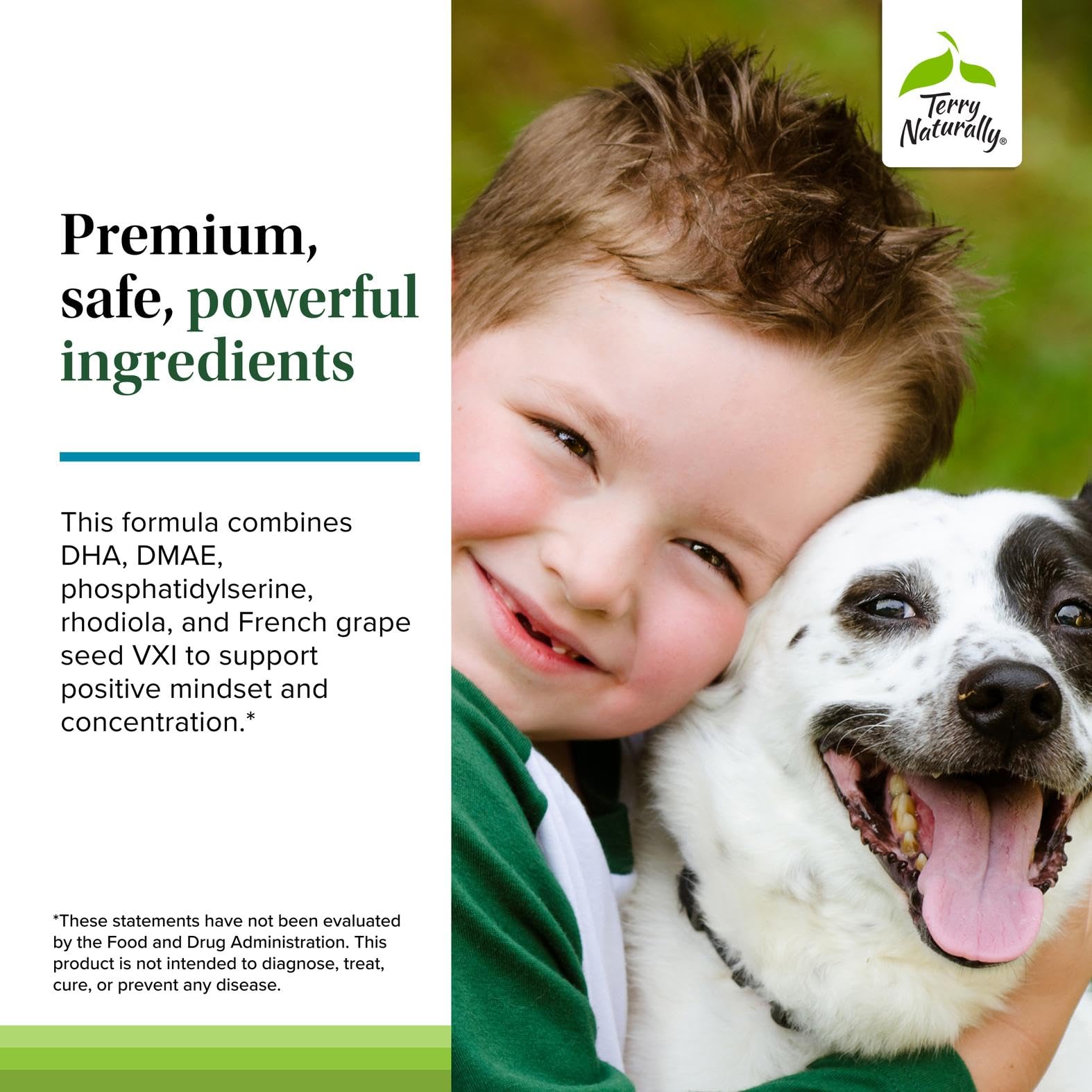 Terry Naturally Calm Kids - Calm Child Supplement - Brain Health for Focus, Memory & Concentration - Attention Supplement for Kids - Support Learning & Concentration - 60 Capsules - TrustMedUSA