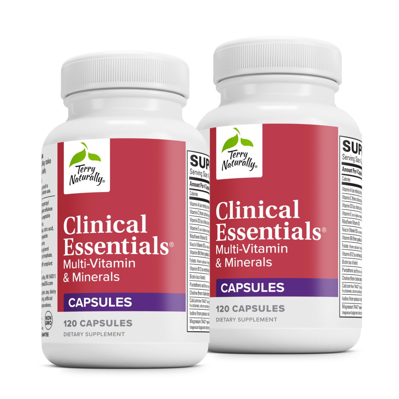 Terry Naturally Clinical Essentials - Supplement to Aid Bone, Cardiovascular & Immune Health - Supplement with Chelated Minerals - Supplement with B-Vitamins & Vitamin C - 120 Capsules (Pack of 2) - TrustMedUSA