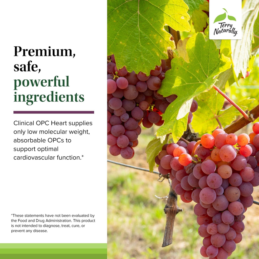 Terry Naturally Clinical OPC Heart - Heart Health Supplement with Magnesium, Vitamin B6, Grape Seed Extract - Dietary Supplement for Artery Health & Circulation - 60 Capsules - TrustMedUSA
