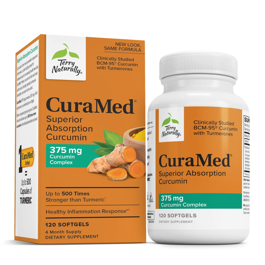Terry Naturally CuraMed 375mg - Antioxidant Supplement for Brain & Immune Health Support - Dietary Supplement with Curcumin & Turmeric Essential Oil - Herbal Liver Support - 120 Softgels - TrustMedUSA
