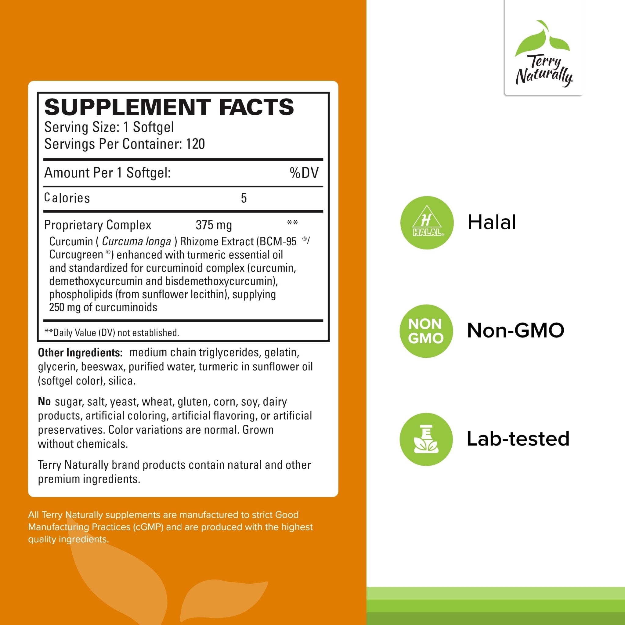 Terry Naturally CuraMed 375mg - Antioxidant Supplement for Brain & Immune Health Support - Dietary Supplement with Curcumin & Turmeric Essential Oil - Herbal Liver Support - 120 Softgels - TrustMedUSA