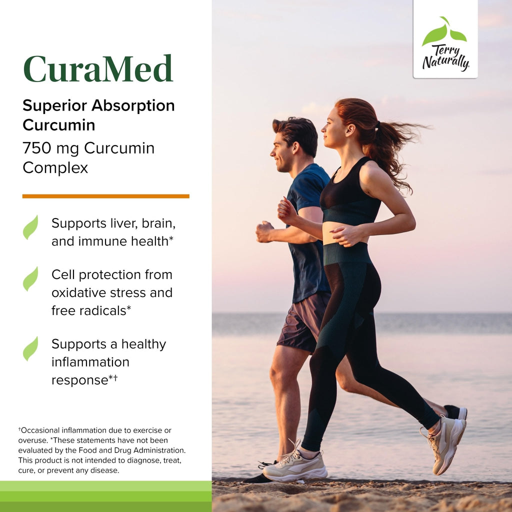 Terry Naturally CuraMed 750mg - Antioxidant Supplement for Brain & Heart Health Support - Dietary Supplement with High-Potency Curcumin Complex - Kidney, Liver & Immune Health Support - 60 Softgels - TrustMedUSA