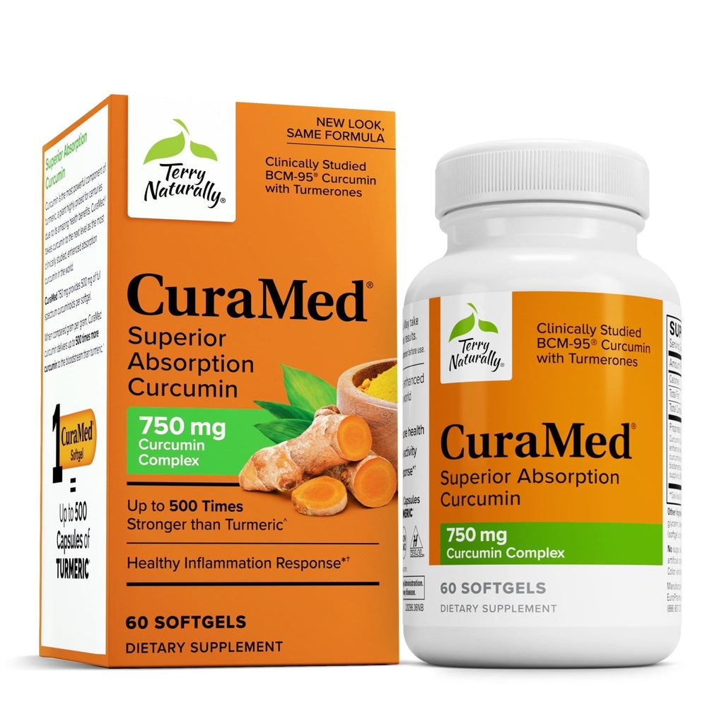 Terry Naturally CuraMed 750mg - Antioxidant Supplement for Brain & Heart Health Support - Dietary Supplement with High-Potency Curcumin Complex - Kidney, Liver & Immune Health Support - 60 Softgels - TrustMedUSA