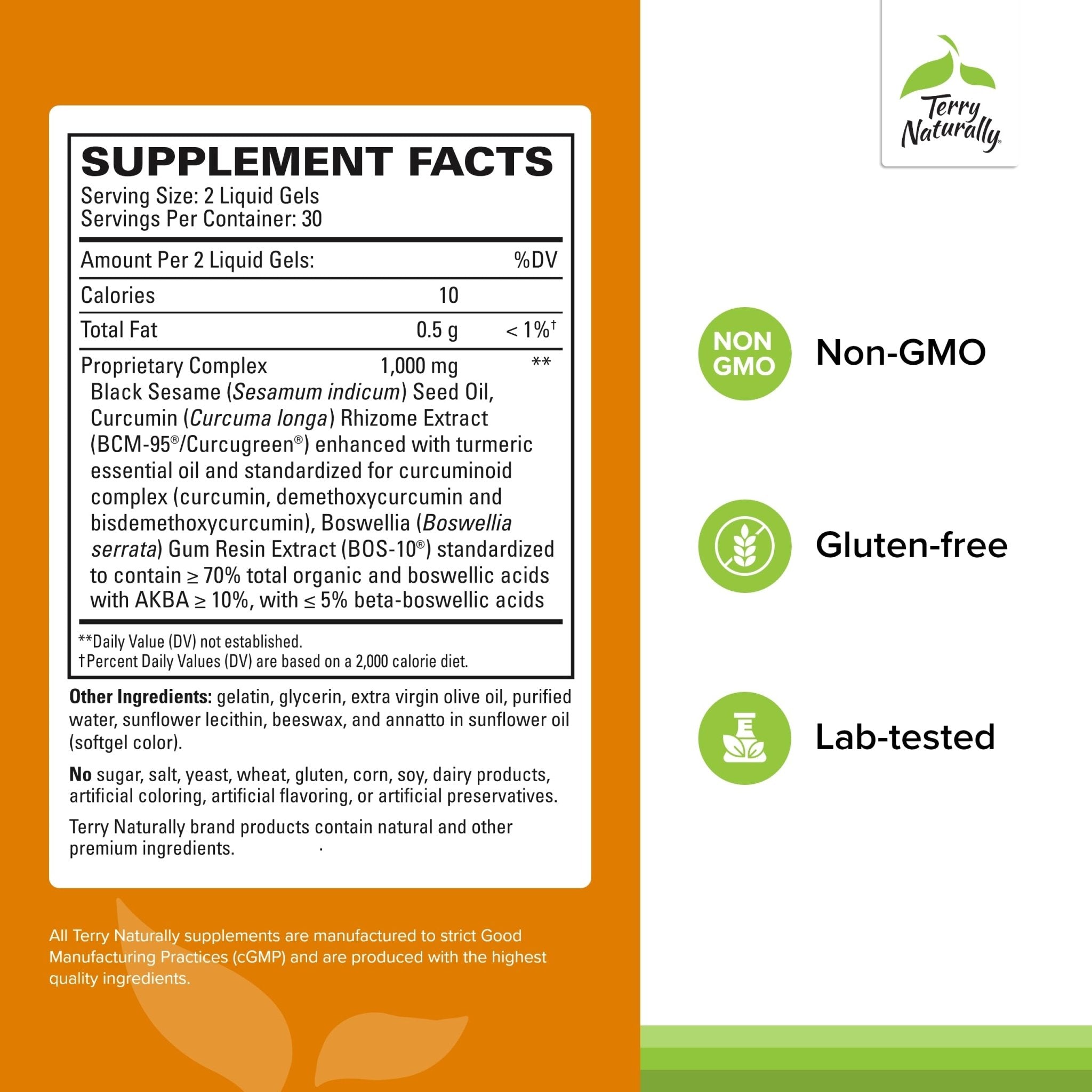 Terry Naturally CuraMed Acute Pain Relief - Supplement with BCM-95 Curcumin & BOS-10 Boswellia - Black Sesame Seed Oil to Support Relief of Occasional Discomfort - 60 Liquid Gels - TrustMedUSA
