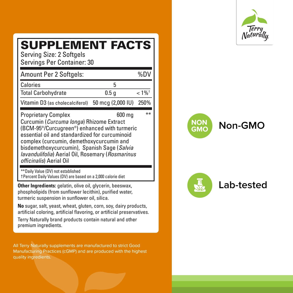 Terry Naturally CuraMed Brain - Dietary Supplement to Support Clarity & Focus - Brain Health Supplement with Curcumin & Turmeric Essential Oil to Aid Concentration - 60 Softgels (2 Pack) - TrustMedUSA