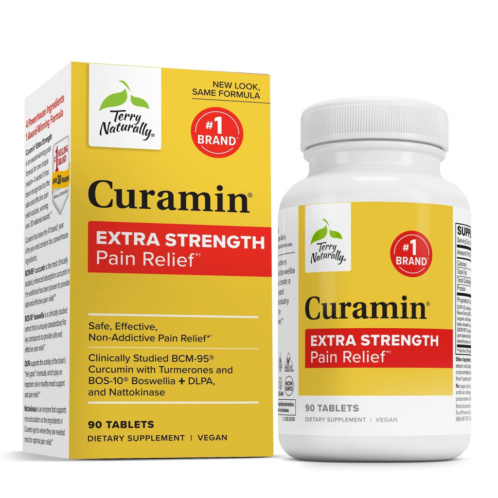 Terry Naturally Curamin Extra Strength - Curcumin & Boswellia for Healthy Circulation Support - Turmeric Supplement to Support Joints, Muscle Health & Endorphin Production - 90 Tablets - TrustMedUSA