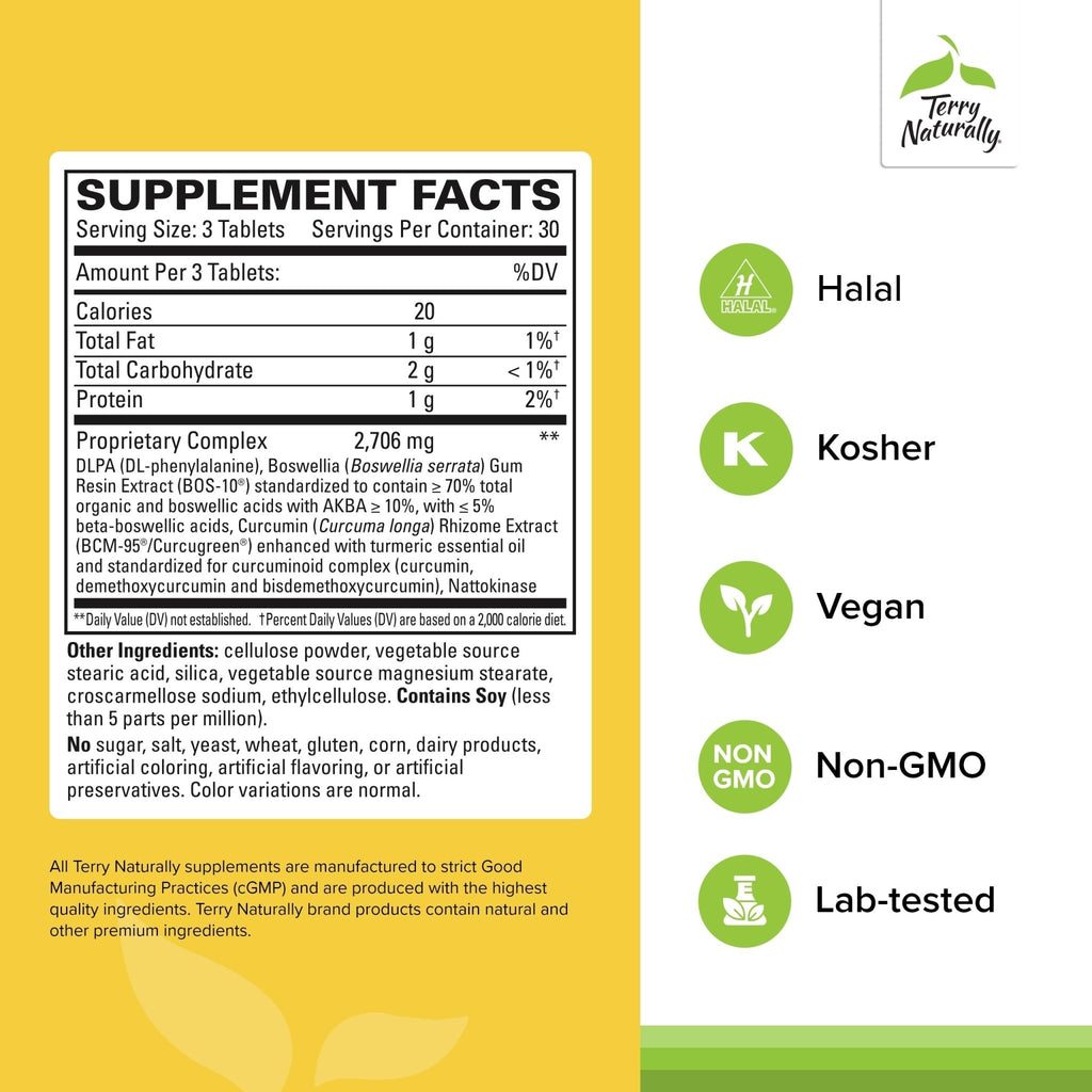 Terry Naturally Curamin Extra Strength - Curcumin & Boswellia for Healthy Circulation Support - Turmeric Supplement to Support Joints, Muscle Health & Endorphin Production - 90 Tablets - TrustMedUSA