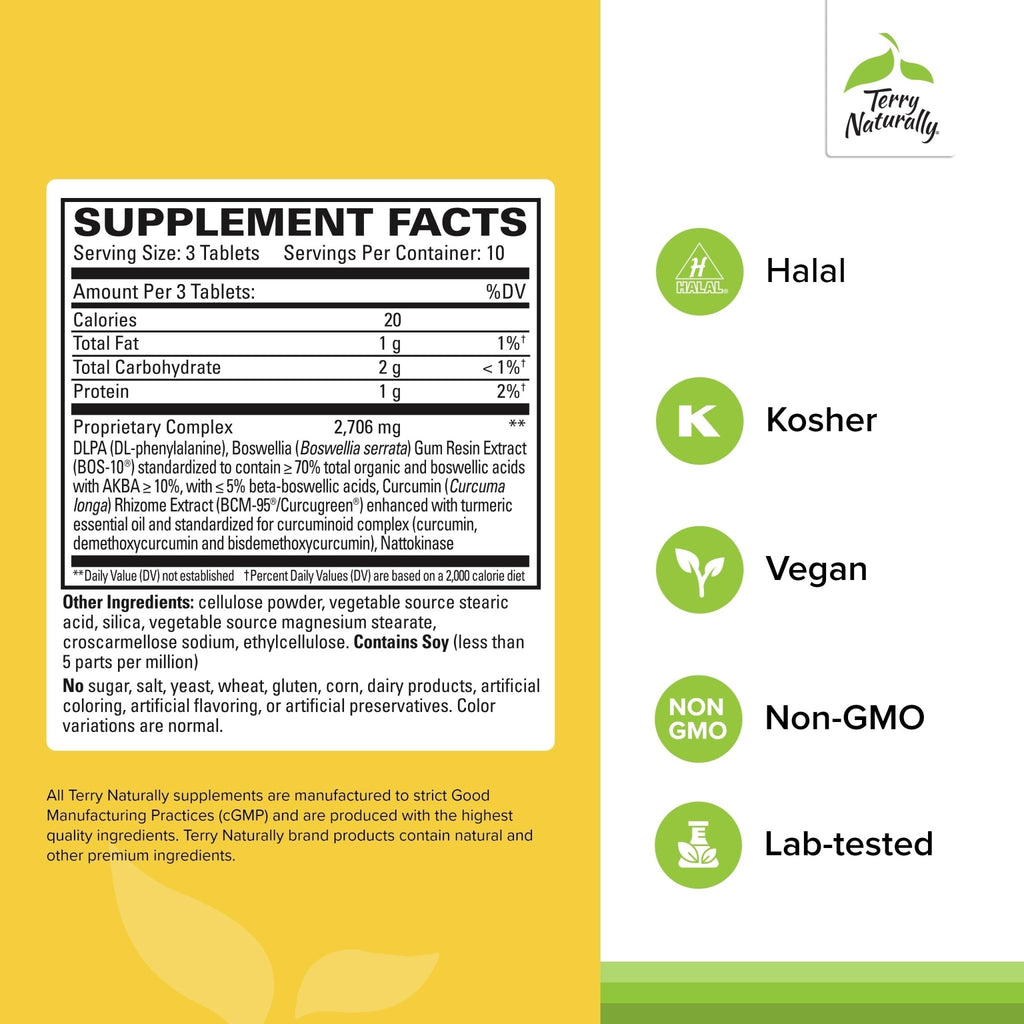 Terry Naturally Curamin Extra Strength - Curcumin & Boswellia Supplement for Healthy Circulation Support - Turmeric Supplement to Support Joints, Muscle Health & Endorphin Production - 30 Tablets - TrustMedUSA