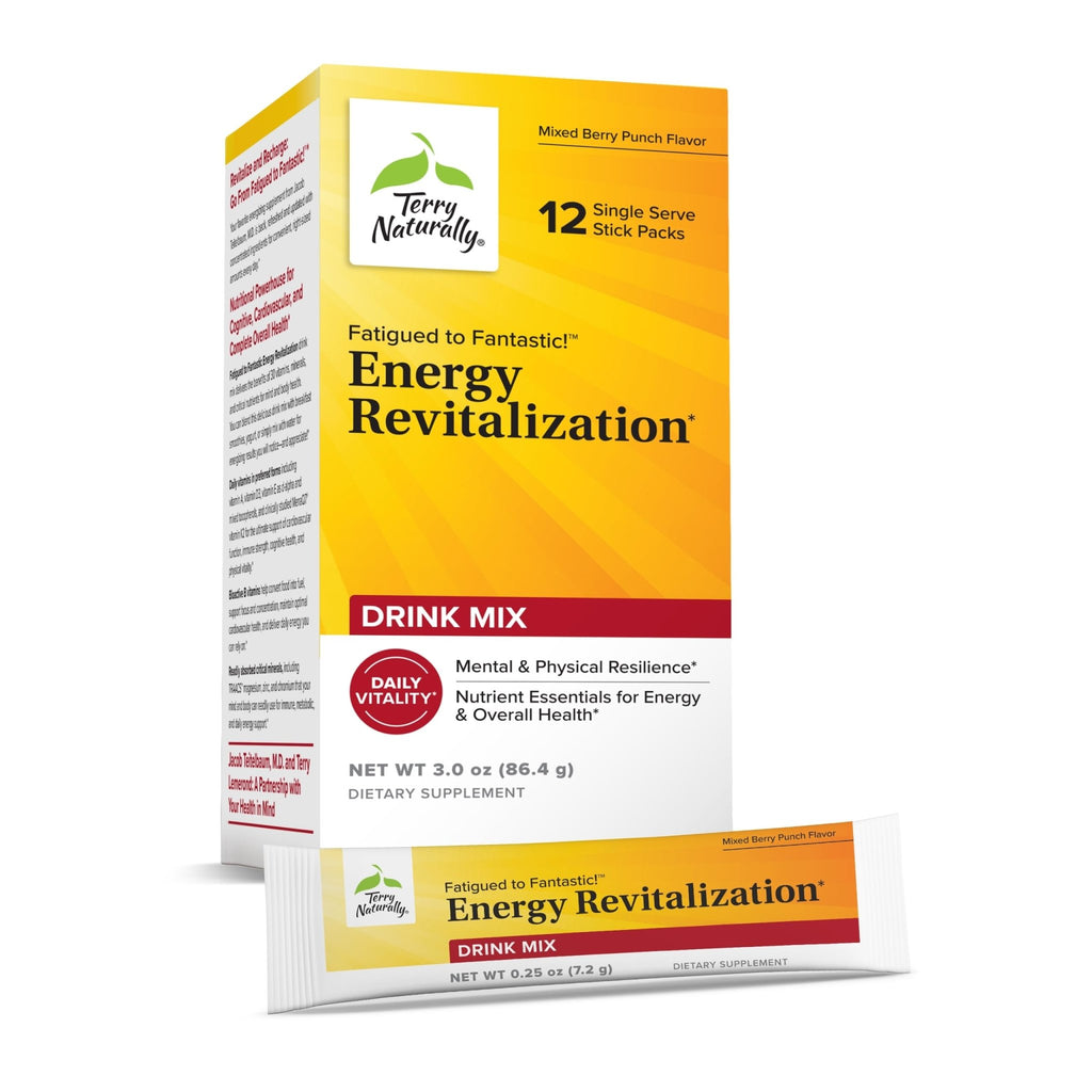 Terry Naturally Fatigued to Fantastic Energy Revitalization - Drink Mix for Energy with L-Tyrosine, Vitamins A, D3, E & B - Supports Heart Health - 12 Individual Packets (12 Servings) - TrustMedUSA