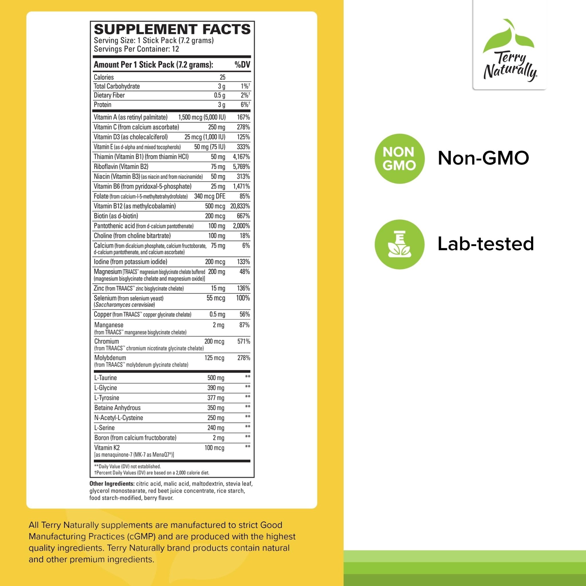 Terry Naturally Fatigued to Fantastic Energy Revitalization - Drink Mix for Energy with L-Tyrosine, Vitamins A, D3, E & B - Supports Heart Health - 12 Individual Packets (12 Servings) - TrustMedUSA