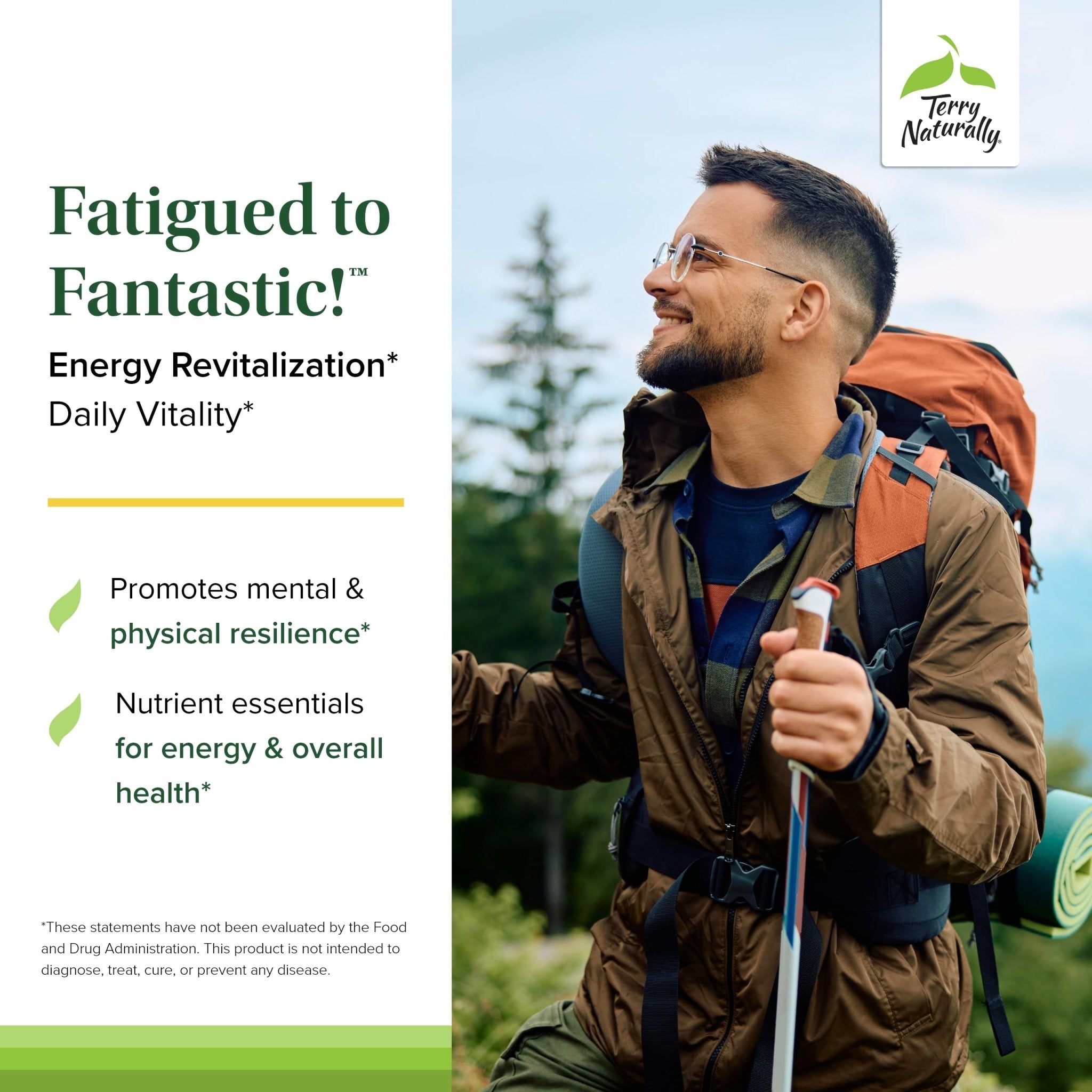 Terry Naturally Fatigued to Fantastic Energy Revitalization - Drink Mix for Energy with L-Tyrosine, Vitamins A, D3, E & B - Supports Heart Health - 7.6 oz (30 Servings) - TrustMedUSA