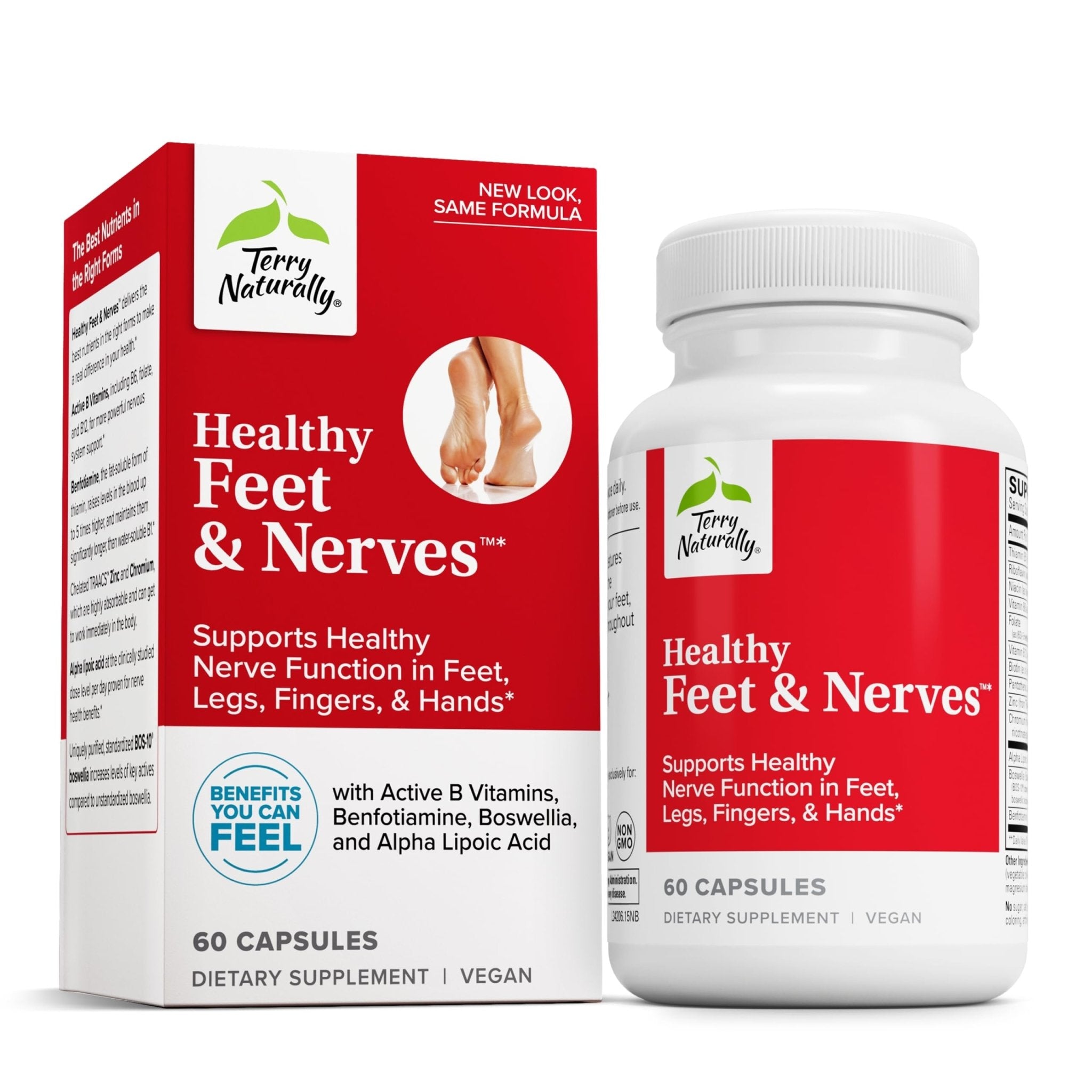 Terry Naturally Healthy Feet & Nerves - Herbal Supplement with Bioactive Vitamin B12 - Circulation & Nerve Health Support Supplement - Vegan Capsules with Boswellia Serrata - 60 Capsules - TrustMedUSA