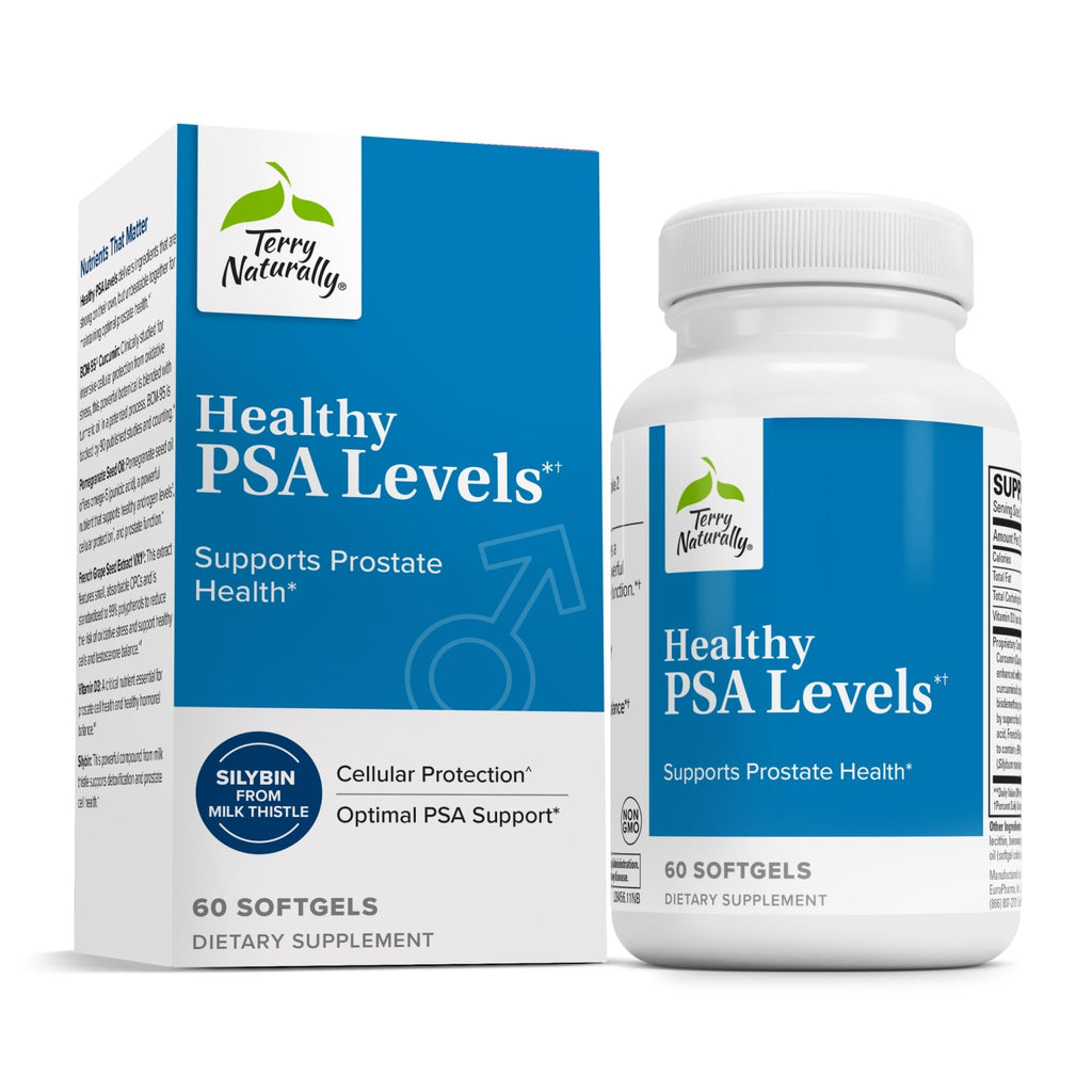 Terry Naturally Healthy PSA Levels - Dietary Supplement for Healthy Prostate & Hormone Balance Support - Herbal Supplement with Curcumin, Turmeric Essential Oil & Grape Seed Extract - 60 Softgels - TrustMedUSA