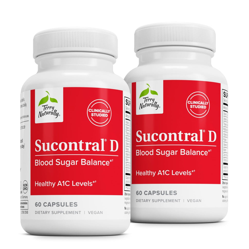Terry Naturally Sucontral D - B-Complex & Folate Supplement - Carbohydrate Metabolism Support - Vitamin & Mineral Supplement with Zinc & Chromium - 60 Capsules (Pack of 2) - TrustMedUSA
