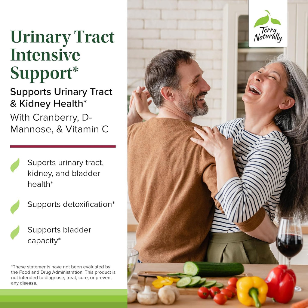 Terry Naturally Urinary Tract Intensive Support - Supplement with Cranberry for Bladder Health Support - Kidney Health Supplement with D-Mannose & Vitamin C - 60 Capsules (30 Servings) - TrustMedUSA