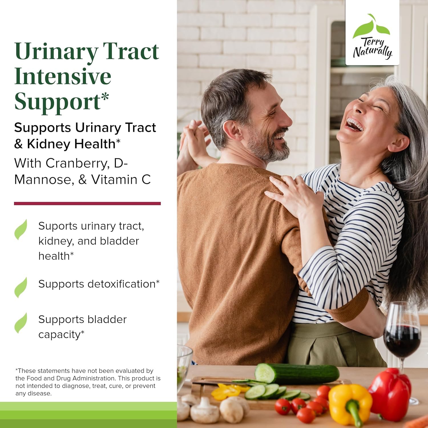 Terry Naturally Urinary Tract Intensive Support - Supplement with Cranberry for Bladder Health Support - Kidney Health Supplement with D-Mannose & Vitamin C - 60 Capsules (30 Servings) - TrustMedUSA