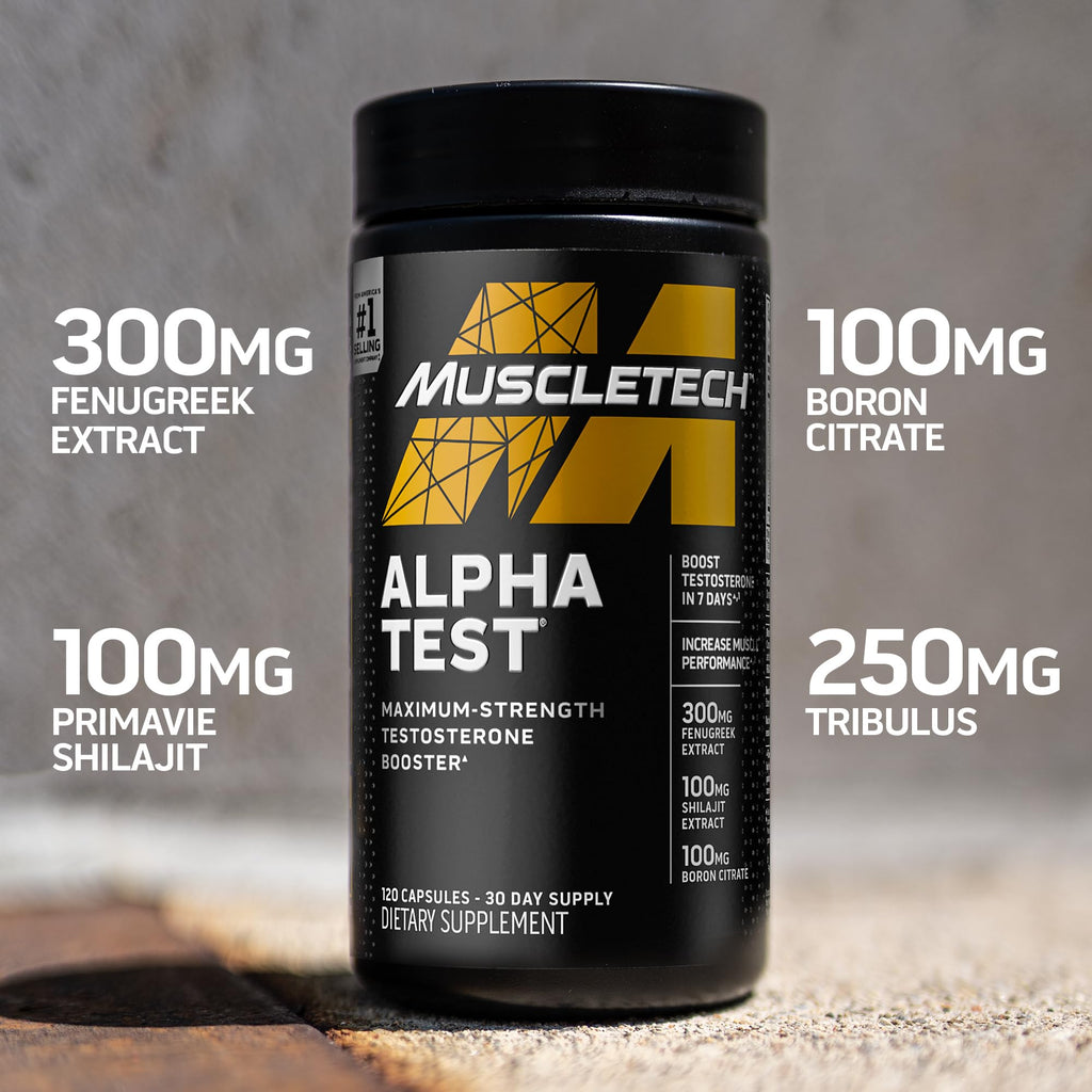 Testosterone Booster for Men, MuscleTech AlphaTest, Tribulus Terrestris & Boron Suppleme - TrustMedUSA