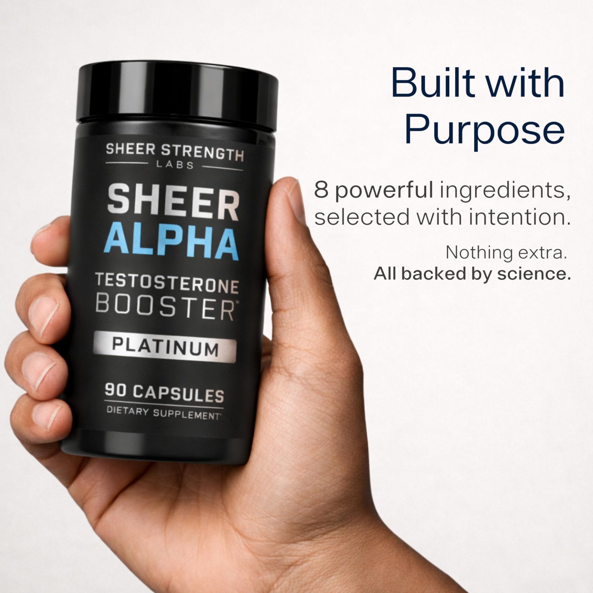 Testosterone Booster for Men - Sheer Alpha T-Booster - Clinically Backed Dose, Strongest Formula - Made in USA - Premium Blend of Fadogia Agrestis Tongkat Ali and Shilajit. 30 Servings - TrustMedUSA