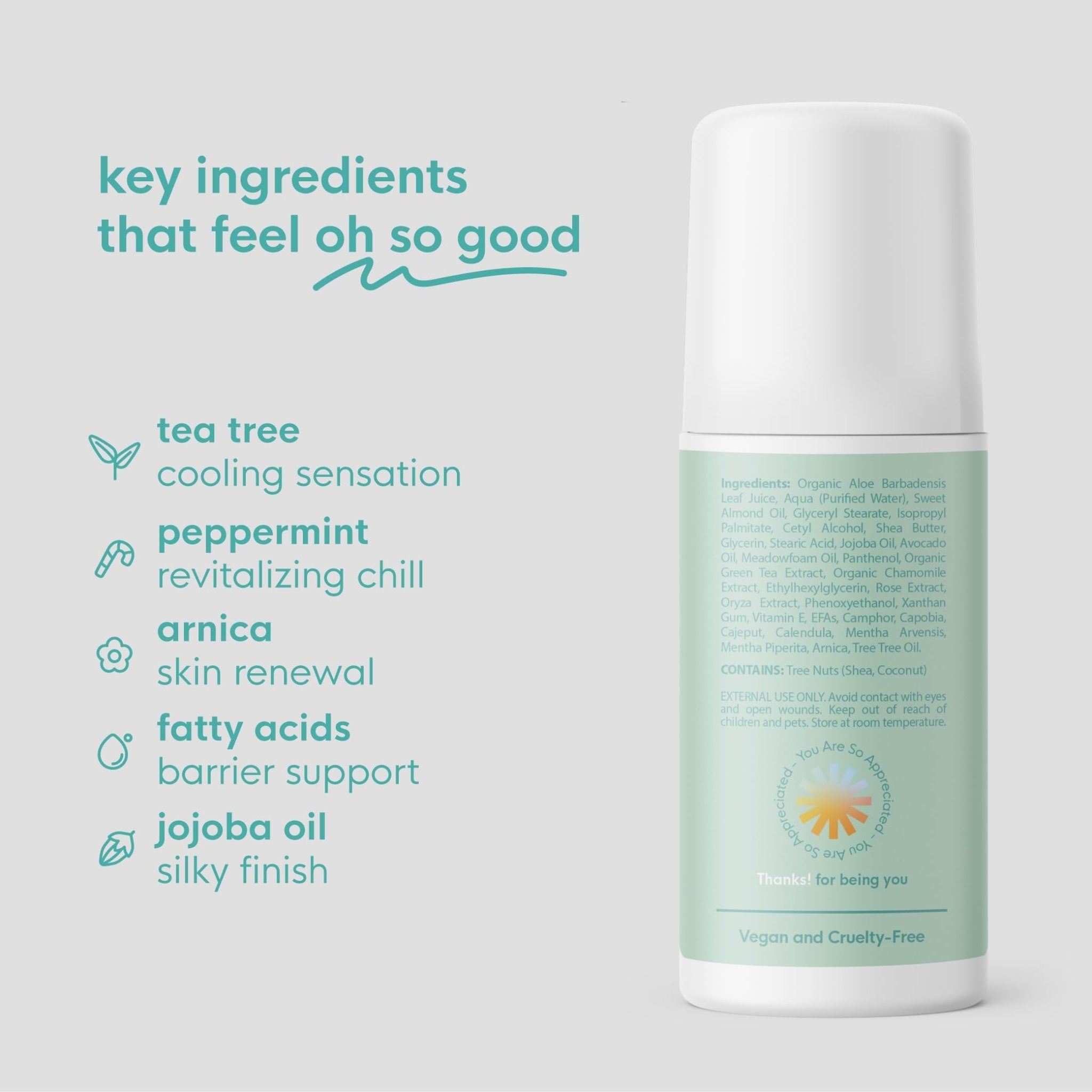Thanks! Naturals Muscle Freeze Roll On, Tea Tree Tingle, Vegan, Cold Pressed Formula with Shea Butter, Eucalyptus & Peppermint, Use on Neck, Knees & Joints, Post Workout Essential, 3 FL OZ - TrustMedUSA