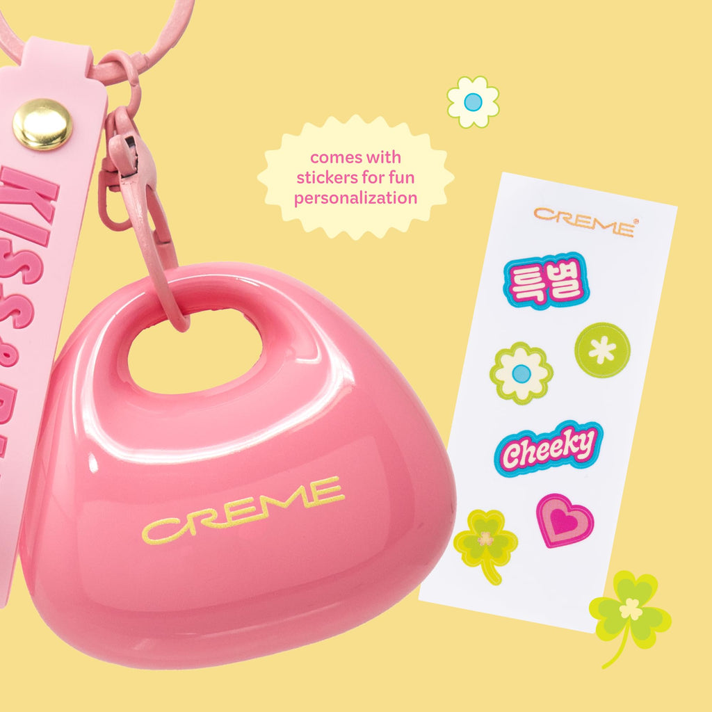 The Crème Shop Kiss & Blush Tinted Lip Balm & Blush, Korean Makeup for Lips & Cheeks, Cute Charm Key Chain, Hydrating, Long Lasting Tint, Aloe, Squalane (Cherry Squeeze) - TrustMedUSA