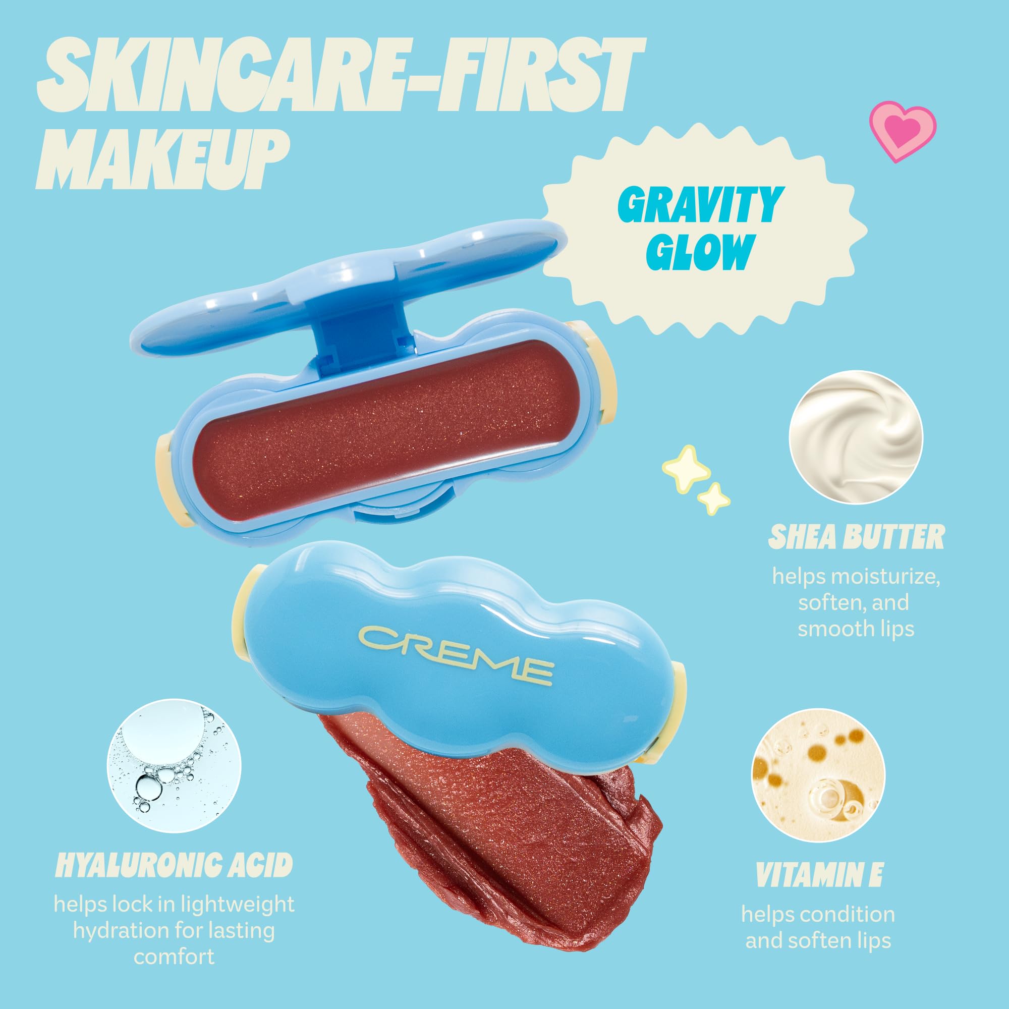 The Crème Shop Shimmer Pop Clip-On Lip Gloss | Korean Makeup, Cute Clip Accessory, Hydrating, Non-Sticky, Shea Butter, Hyaluronic Acid, Vitamine E- Gravity Glow - TrustMedUSA
