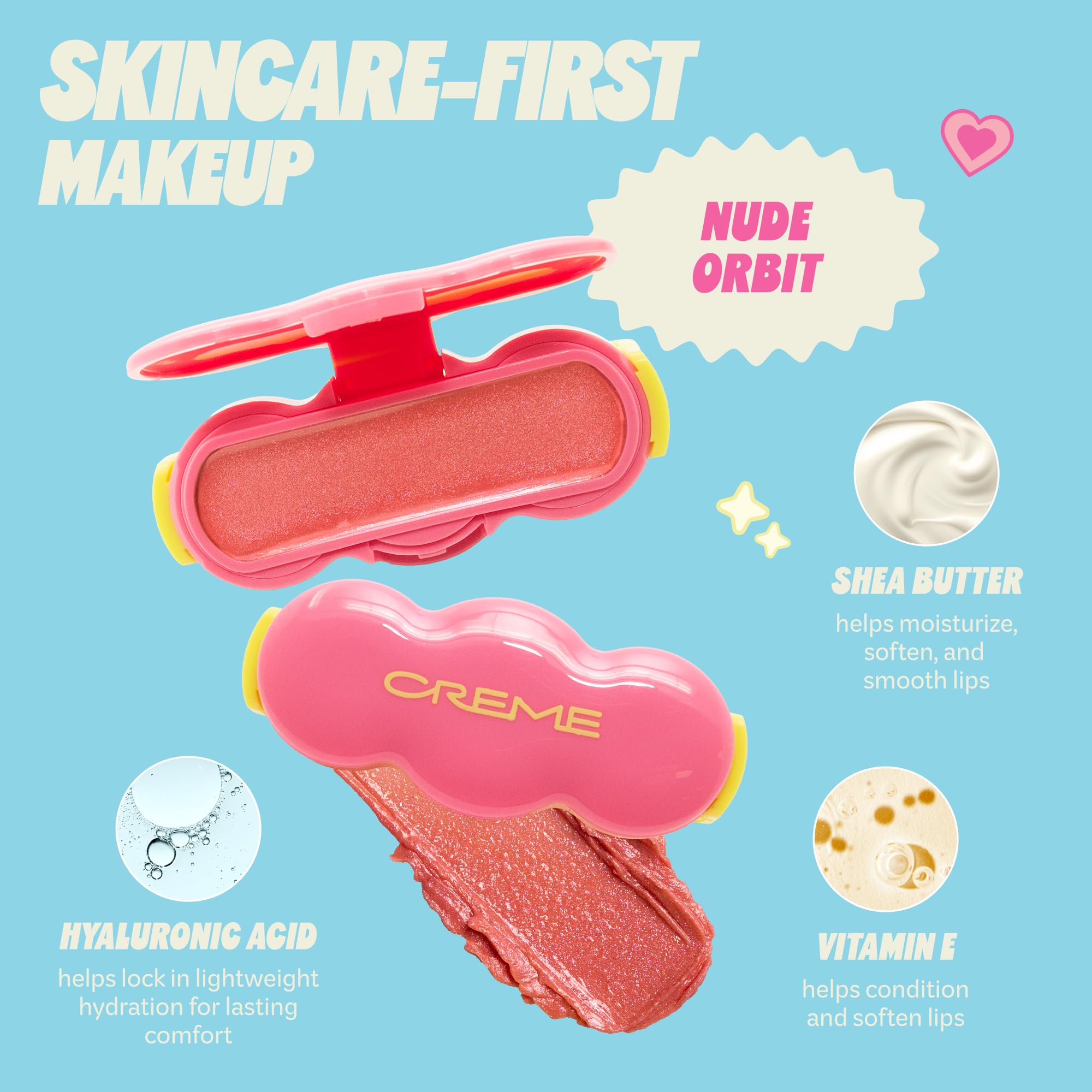The Crème Shop Shimmer Pop Clip-On Lip Gloss | Korean Makeup, Cute Clip Accessory, Hydrating, Non-Sticky, Shea Butter, Hyaluronic Acid, Vitamine E- Nude Orbit - TrustMedUSA