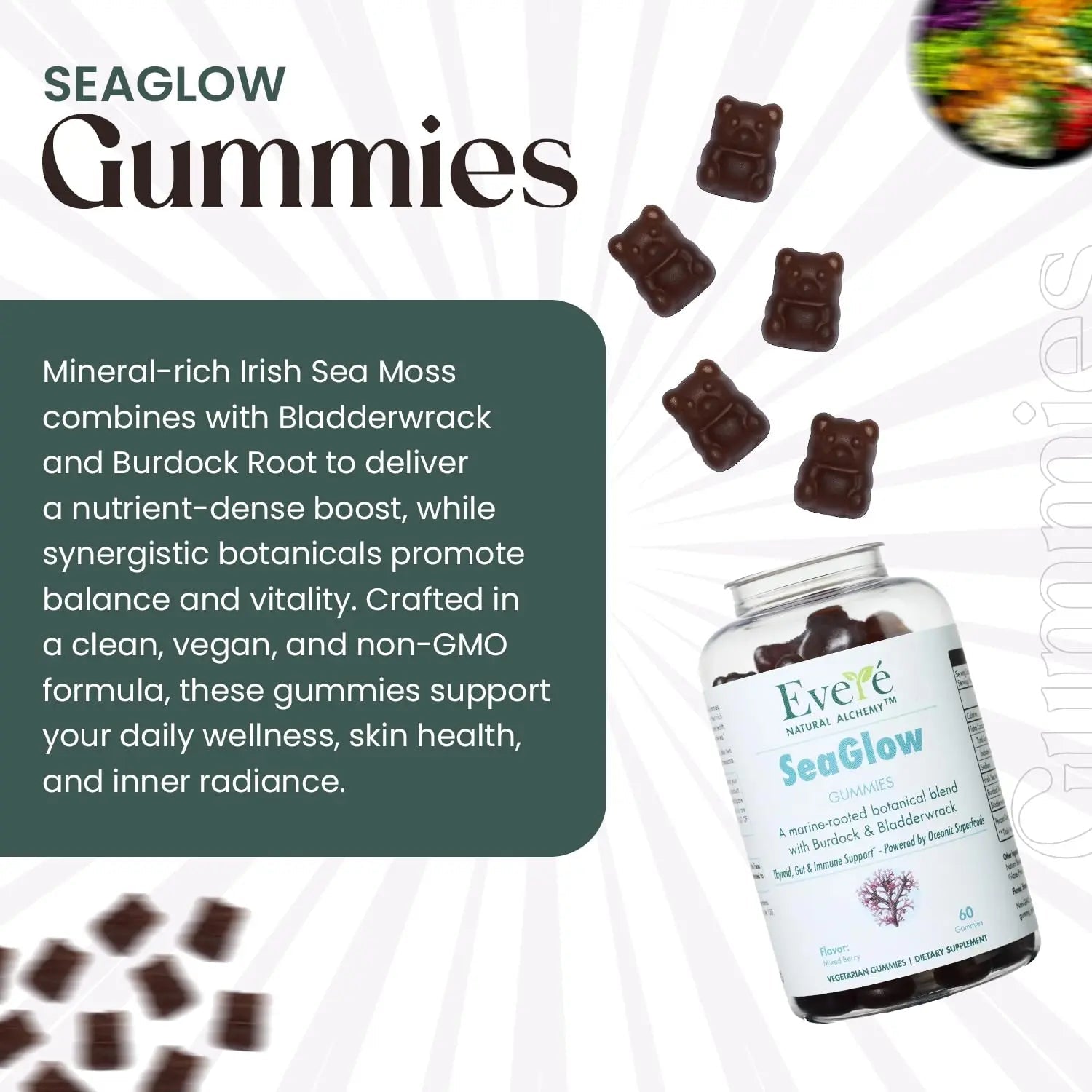 The EverÉ Natural Alchemy Sea Moss with Bladderwrack & Burdock Root – Vegan, Plant-Based Gummies with Minerals & Botanicals – Mixed-Berry Flavor, Non-GMO & Gluten-Free - TrustMedUSA