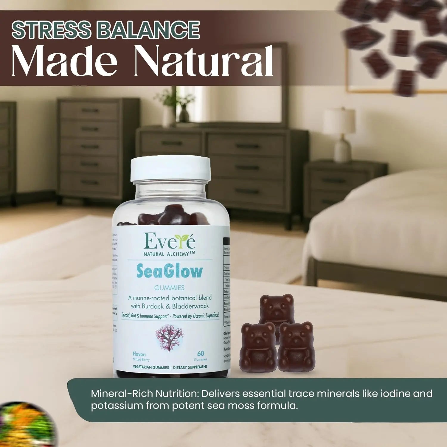 The EverÉ Natural Alchemy Sea Moss with Bladderwrack & Burdock Root – Vegan, Plant-Based Gummies with Minerals & Botanicals – Mixed-Berry Flavor, Non-GMO & Gluten-Free - TrustMedUSA