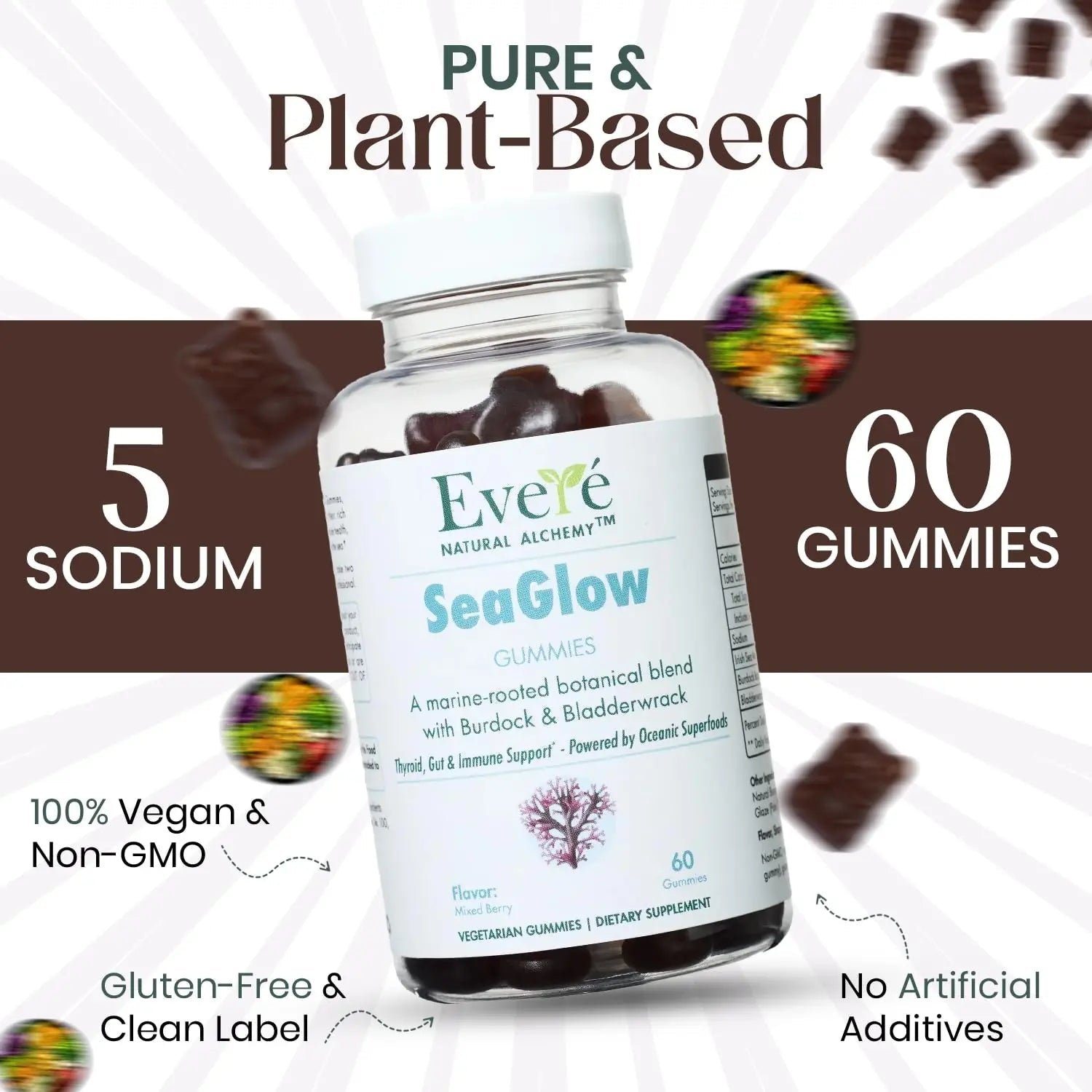 The EverÉ Natural Alchemy Sea Moss with Bladderwrack & Burdock Root – Vegan, Plant-Based Gummies with Minerals & Botanicals – Mixed-Berry Flavor, Non-GMO & Gluten-Free - TrustMedUSA