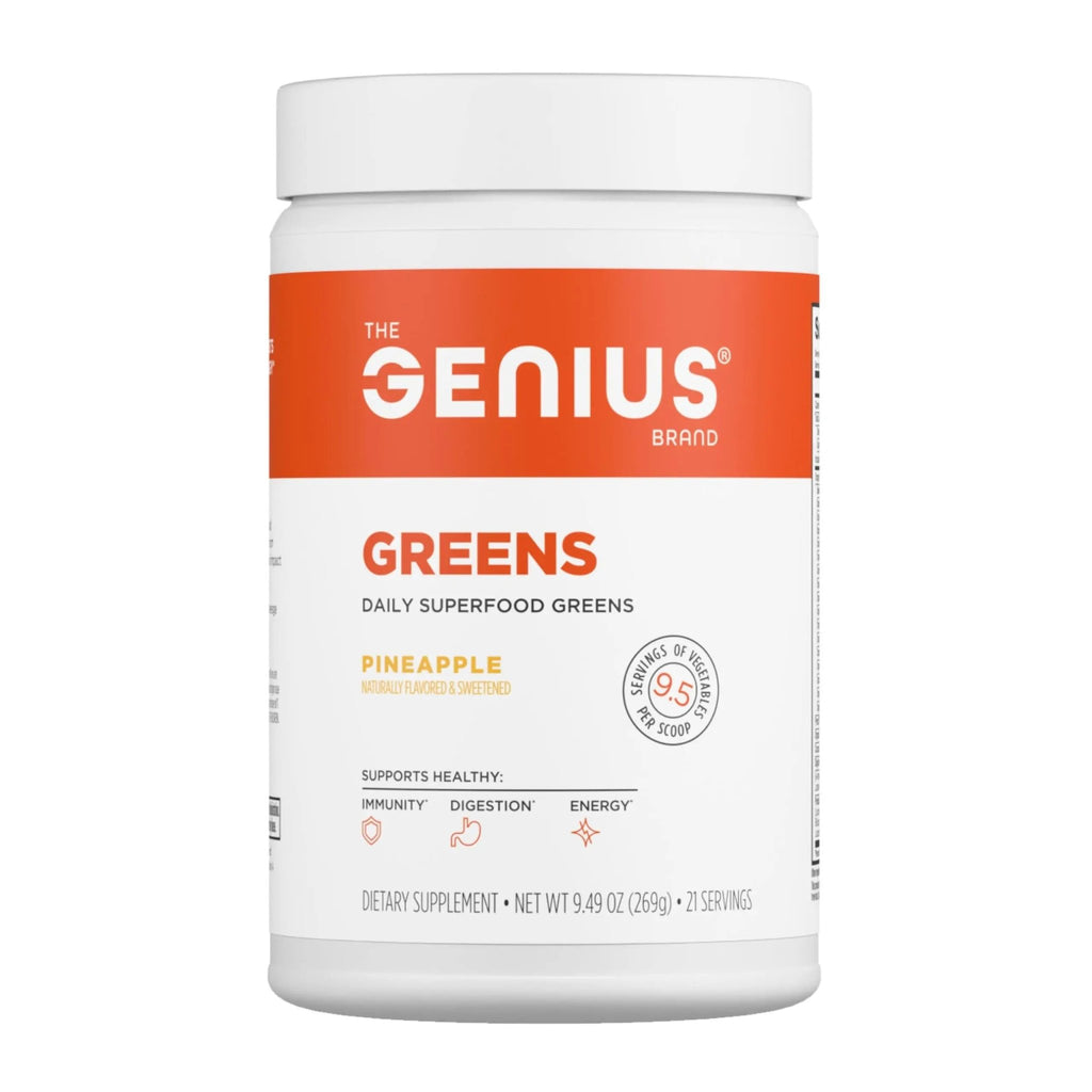 The Genius Brand Daily Superfood Greens - Organic Plant-Based Powder - Pineapple Flavor - Whole Food Blend with Greens, Fruits & Veggies - 30 Serving - TrustMedUSA