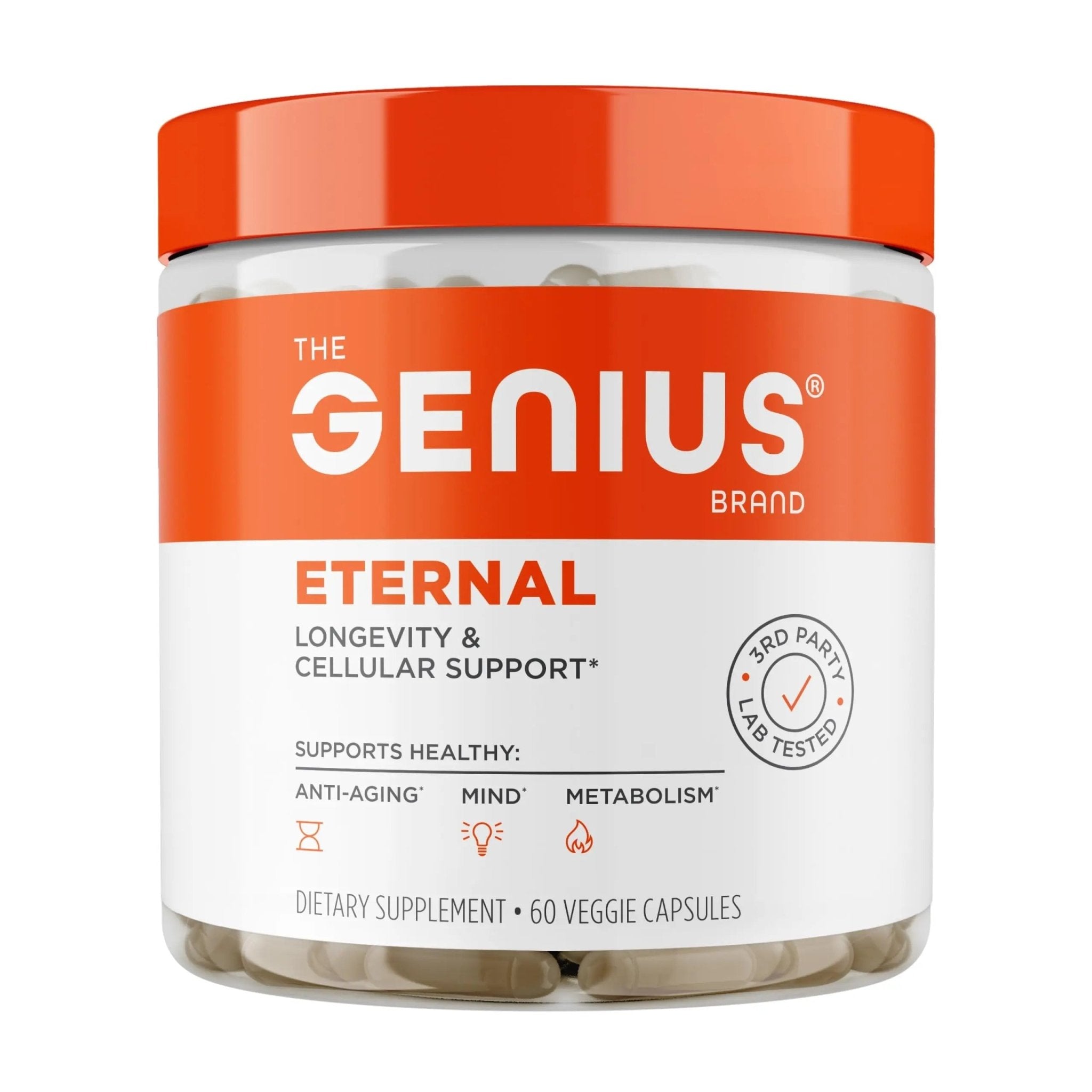 The Genius Brand Genius Eternal - Cellular Repair Supplement for Daily Clarity - Supports Brain Health, Endurance, Energy, Focus, Memory & Vitality - Non-GMO - 60 Veggie Capsules - TrustMedUSA