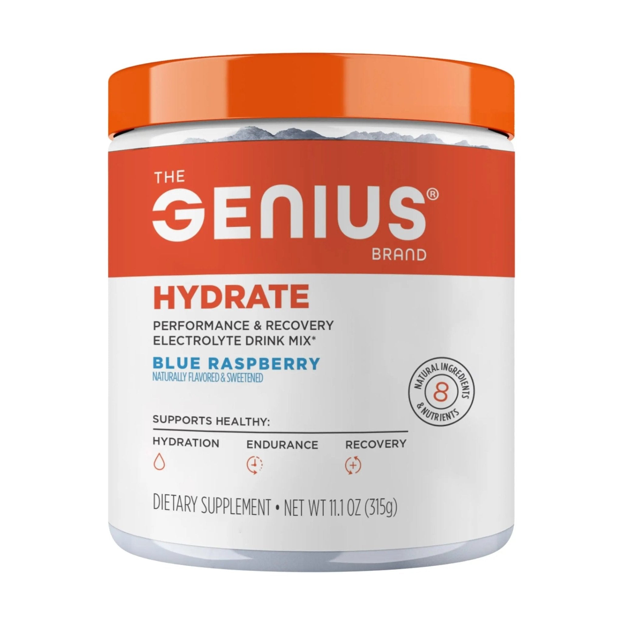 The Genius Brand Genius Hydrate - Electrolyte Supplement for Daily Hydration - Coconut Water - Sugar-Free - 8 Essential Minerals & Nutrients - Non-GMO - Blue Raspberry - 50 Servings - TrustMedUSA