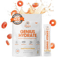 The Genius Brand Genius Hydrate - Electrolyte Supplement for Daily Hydration - Coconut Water - Sugar-Free - 8 Essential Minerals & Nutrients - Non-GMO - Sour Peach Rings - 20 Servings - TrustMedUSA