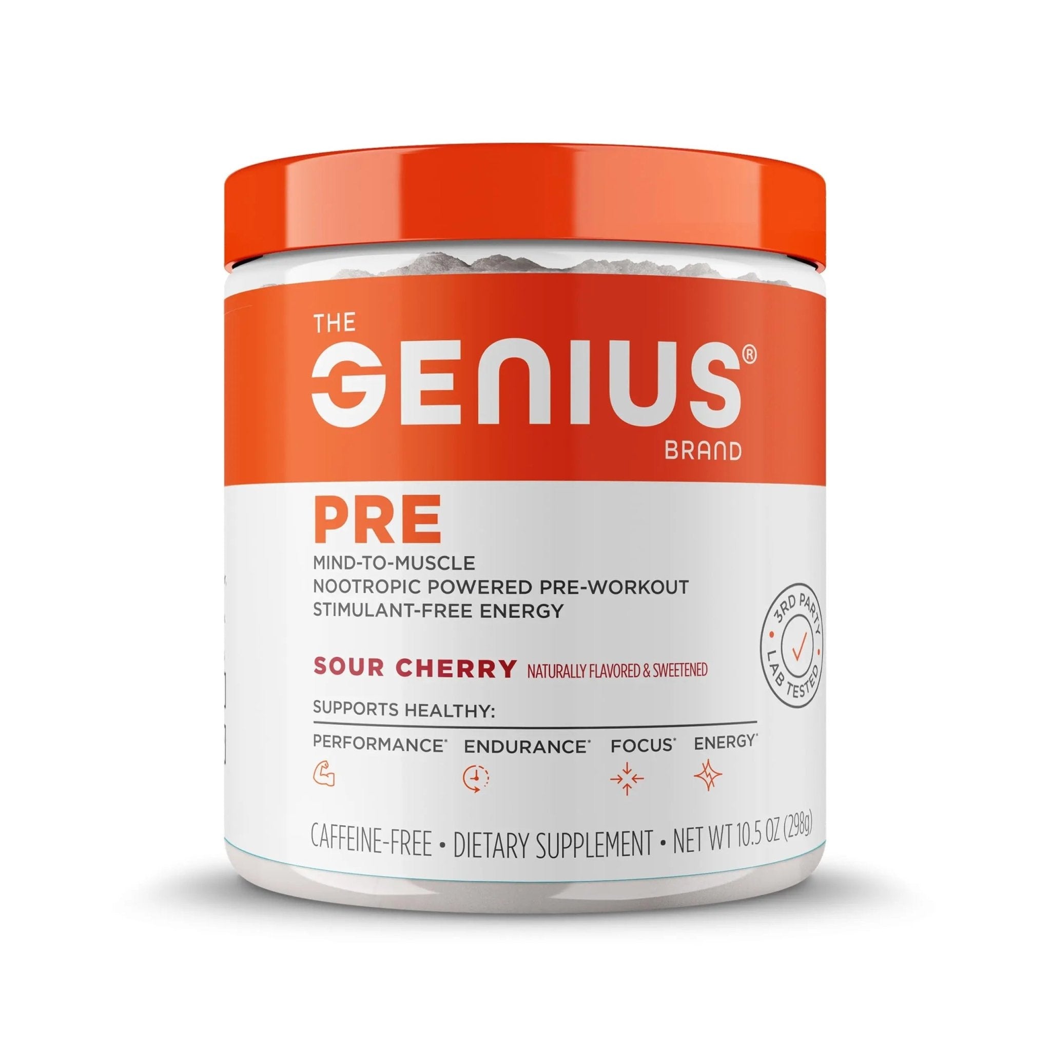The Genius Brand Genius Pre - Clean Pre-Workout Powder for Energy, Focus & Fitness Support - No Artificial Flavors, Preservatives, or Proprietary Blends - Non-GMO - 20 Servings - Sour Cherry - TrustMedUSA