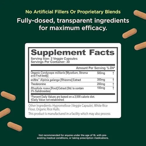 The Genius Brand Rise + Shine Nootropic – Cordyceps & Rhodiola Rosea – Caffeine-Free Energy & Mood Support – Focus, Clarity & Emotional Balance – 30 Servings - TrustMedUSA