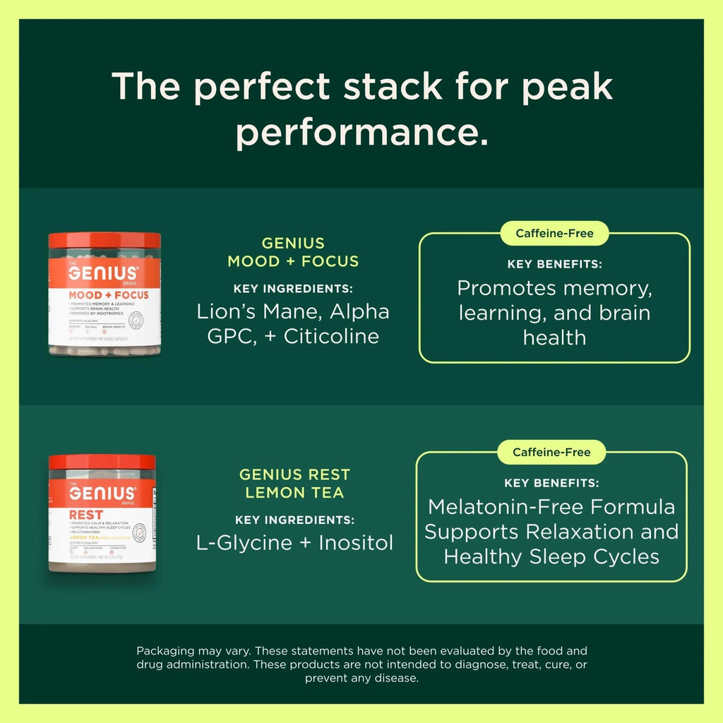 The Genius Brand Rise + Shine Nootropic – Cordyceps & Rhodiola Rosea – Caffeine-Free Energy & Mood Support – Focus, Clarity & Emotional Balance – 30 Servings - TrustMedUSA