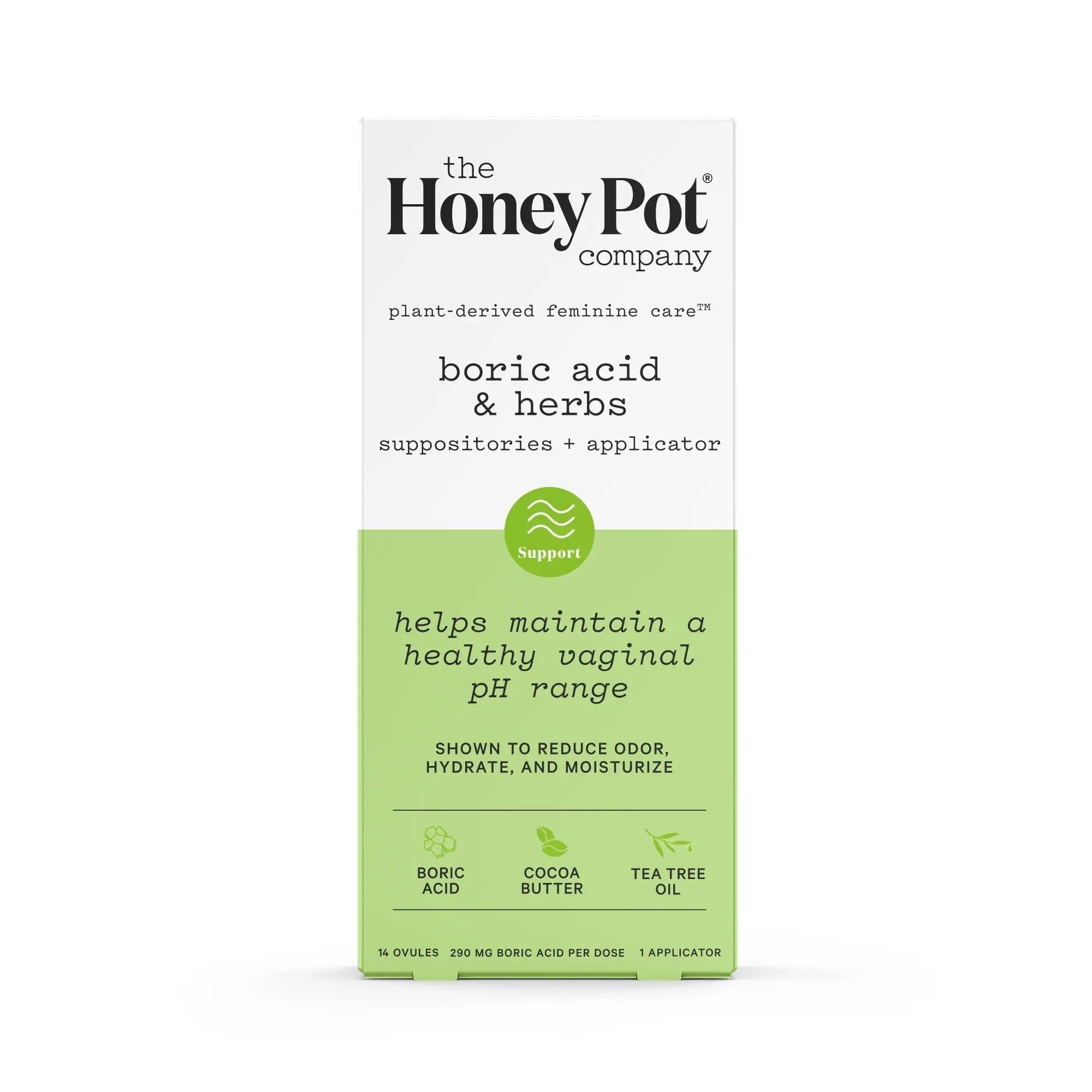 The Honey Pot Company 7 Day Boric Acid & Herbs Suppositories - Maintains and Balances Healthy Vaginal pH, Manages Odor, Hydrates, & Moisturizes - Gynecologist Tested - TrustMedUSA