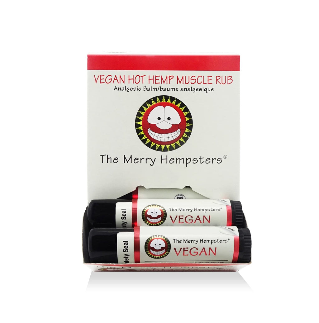 The Merry Hempsters Hot Hemp Muscle Rub Gravity Display Case (12 Tubes) - TrustMedUSA
