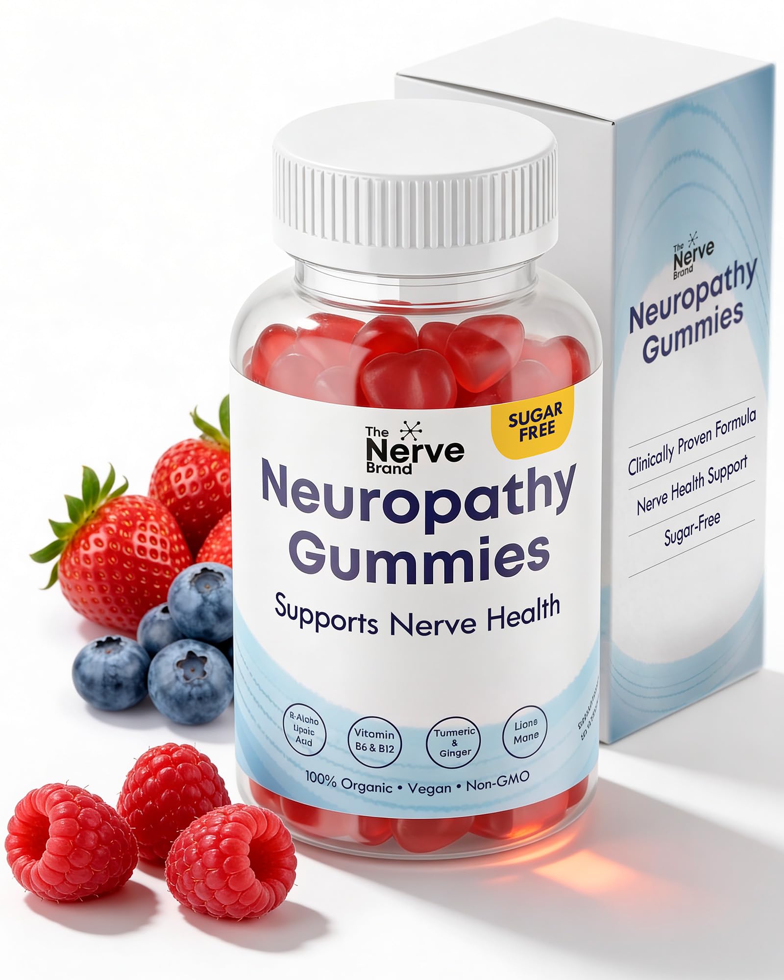 The Nerve Brand Neuropathy Support Gummies, 600 mg R Alpha Lipoic Acid Gummies with B1 B6 B12 and Lion’s Mane, Sugar Free Daily Nerve Health Supplement, 30 Day Supply - TrustMedUSA