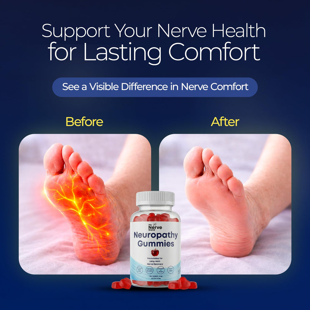 The Nerve Brand Neuropathy Support Gummies, 600 mg R Alpha Lipoic Acid Gummies with B1 B6 B12 and Lion’s Mane, Sugar Free Daily Nerve Health Supplement, 30 Day Supply - TrustMedUSA