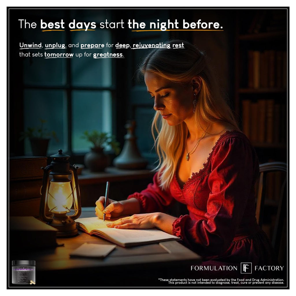 The Night Before 10-in-1 Midnight Maximizer Sleep Aid, Stress Relief, Cognition, Relaxation, Recovery, Focus, Magnesium Glycinate, L-Theanine & More, (120 Capsules – 2 Month Supply) - TrustMedUSA