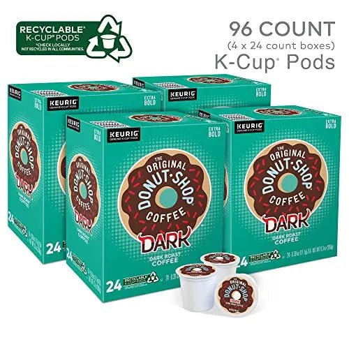 The Original Donut Shop Dark Coffee, Keurig Single-Serve K-Cup Pods, Dark Roast, 96 Ct - TrustMedUSA
