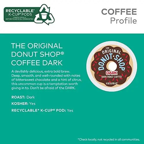 The Original Donut Shop Dark Coffee, Keurig Single-Serve K-Cup Pods, Dark Roast, 96 Ct - TrustMedUSA