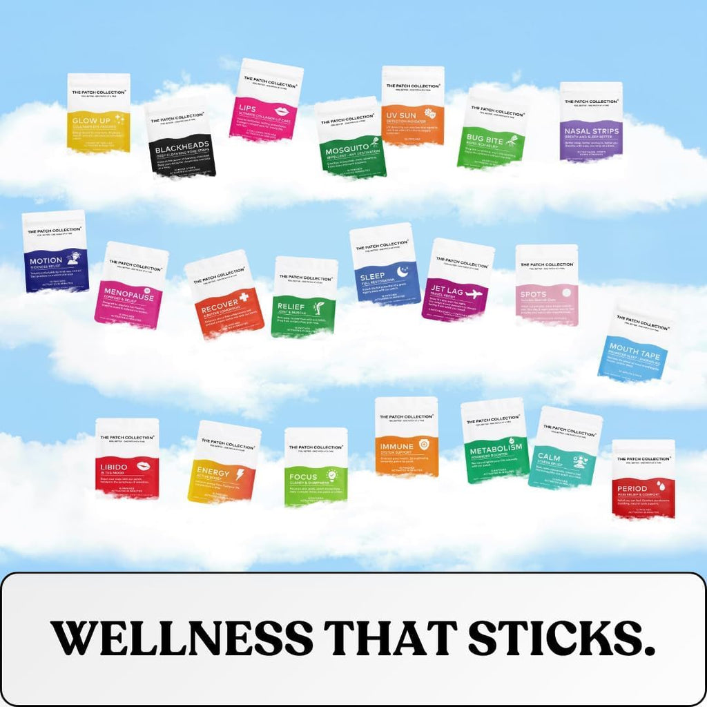 The Patch Collection® - Jet Lag Patch for Day & Night Time Zone Changes | Melatonin, Valerian Root, Passion Flower, Magnesium, Vitamin B1, B2, B3, Turmeric | 100% Natural & Vegan (Pack of 4) - TrustMedUSA