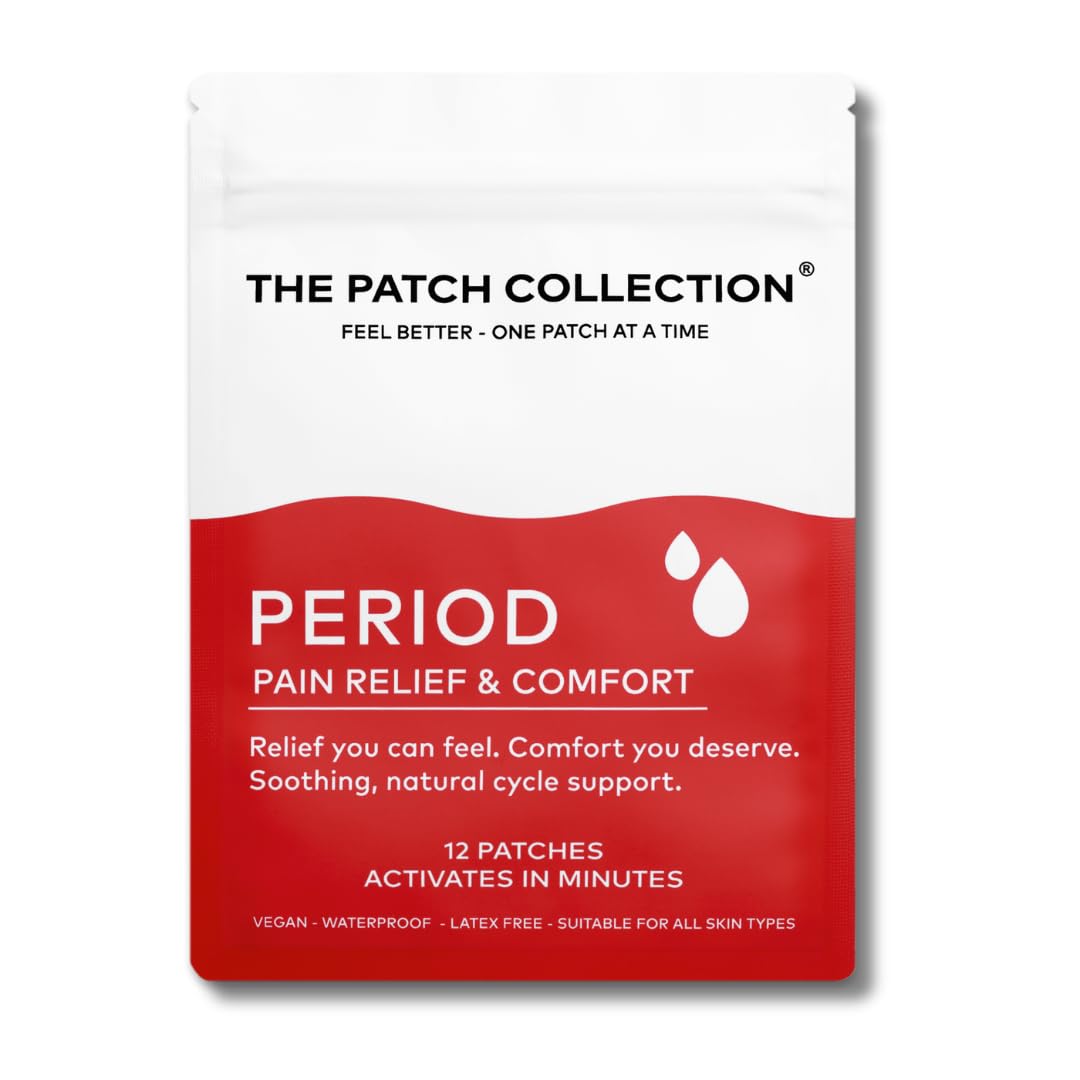 The Patch Collection® – Period Pain Relief Patch | Menthol, Turmeric, Valerian Root, Green Tea, Pomegranate Oil (Pack of 12) - TrustMedUSA