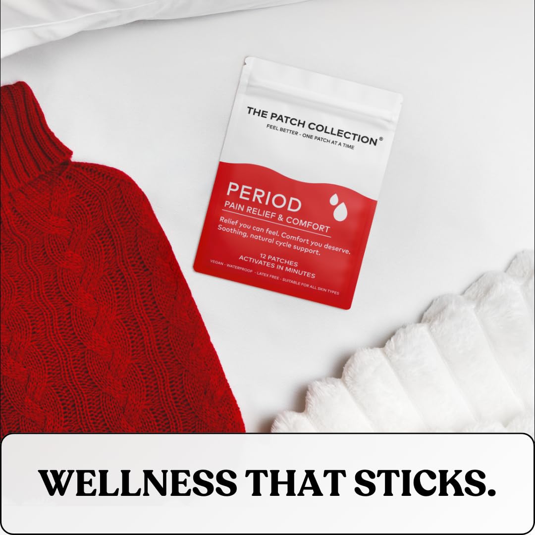 The Patch Collection® – Period Pain Relief Patch | Menthol, Turmeric, Valerian Root, Green Tea, Pomegranate Oil (Pack of 12) - TrustMedUSA